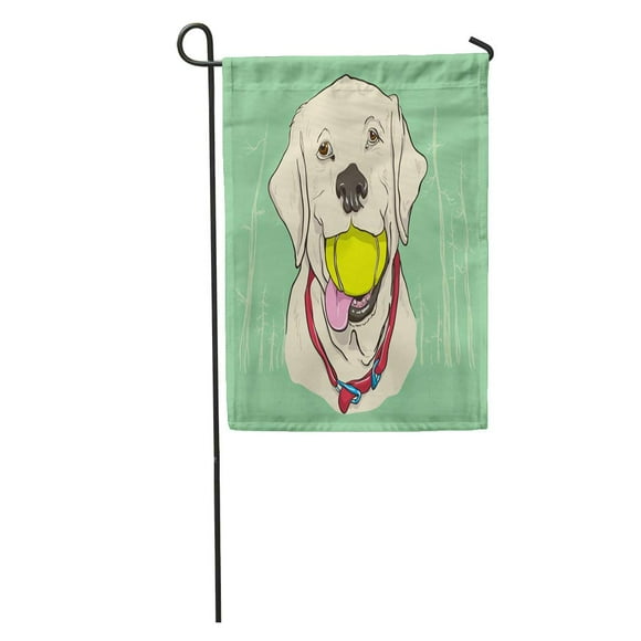 POGLIP Dog Yellow Lab Labrador Ball Cute Face Forest Garden Flag Decorative Flag House Banner 12x18 inch