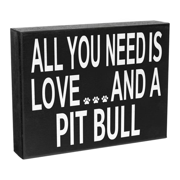 JennyGems Pit Bull Decor, All You Need Is Love And A Pit Bull Sign, 8x6 Inches, Pitbull Mom, Pit Bull Gifts, Pitbull Decorations, Wall Hanging and Box Sign, Made in USA