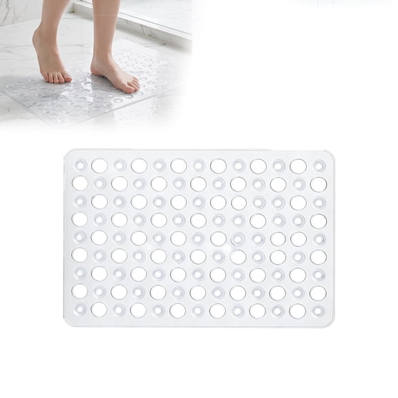 UHIAGREE Shower Mat for Inside Shower Non Slip,15" x 24" Bathtub Mat with Strong Suction Cups(Clear)