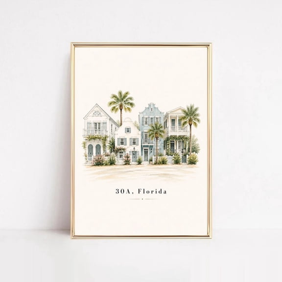 30A Florida Wall Art Print Coastal Beach House Town Decor