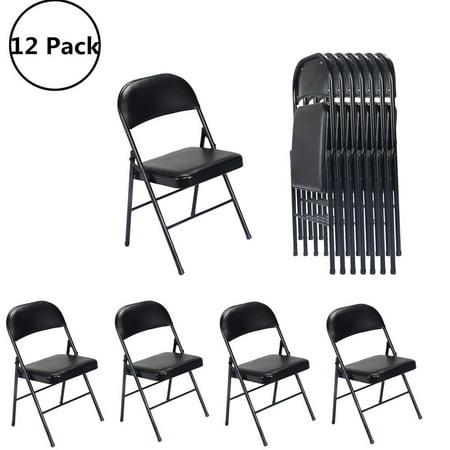 UBesGoo 4/6/8/12-Pack Folding Chairs Fabric Cushioned Padded Seat, with Metal Frame Home Office Party Use,