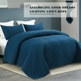 thumbnail image 4 of Exclusivo Mezcla 2-Piece Twin Size Quilt Set, Basket Quilted Bedspread/Coverlet/Bed Cover(68"x 88", Dark Blue), 4 of 7