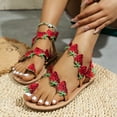 thumbnail image 5 of ZTTD Women Summer Strawberry Decoration Flock Slip On Casual Open Toe Flat Soft Bottom Breathable Shoes Sandals Red, 5 of 7