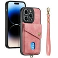 thumbnail image 2 of SaniMore Case for iPhone 14 Pro 6.1" 2022, [Flip Card Slot Design Kickstand] Removeable Wrist Strap Magnetic Car Mount Wear-resistant PU Leather Skin Shockproof Anti-drop Shell, Pink, 2 of 9