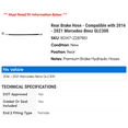 thumbnail image 2 of Rear Brake Hose - Compatible with 2016 - 2021 Mercedes-Benz GLC300 2017 2018 2019 2020, 2 of 2