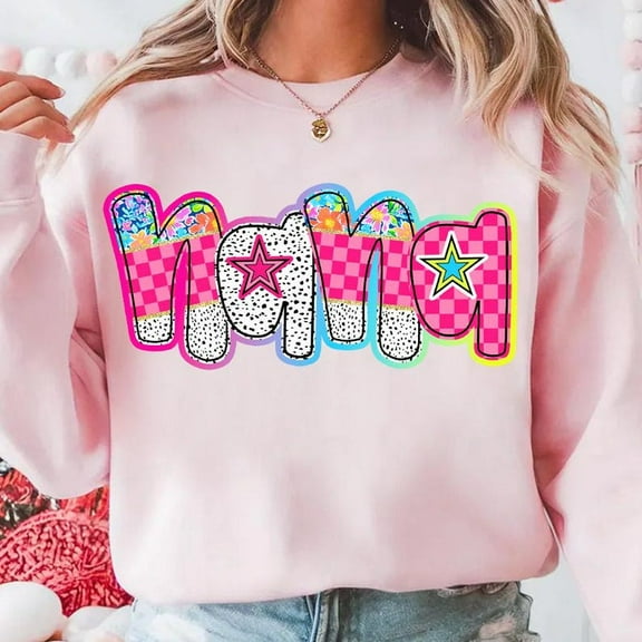 Gigi Nana Mimi Sweatshirt, Pink Floral Retro Grandma Crewneck, Custom Kid Name Mother’s Day Gift Shirt