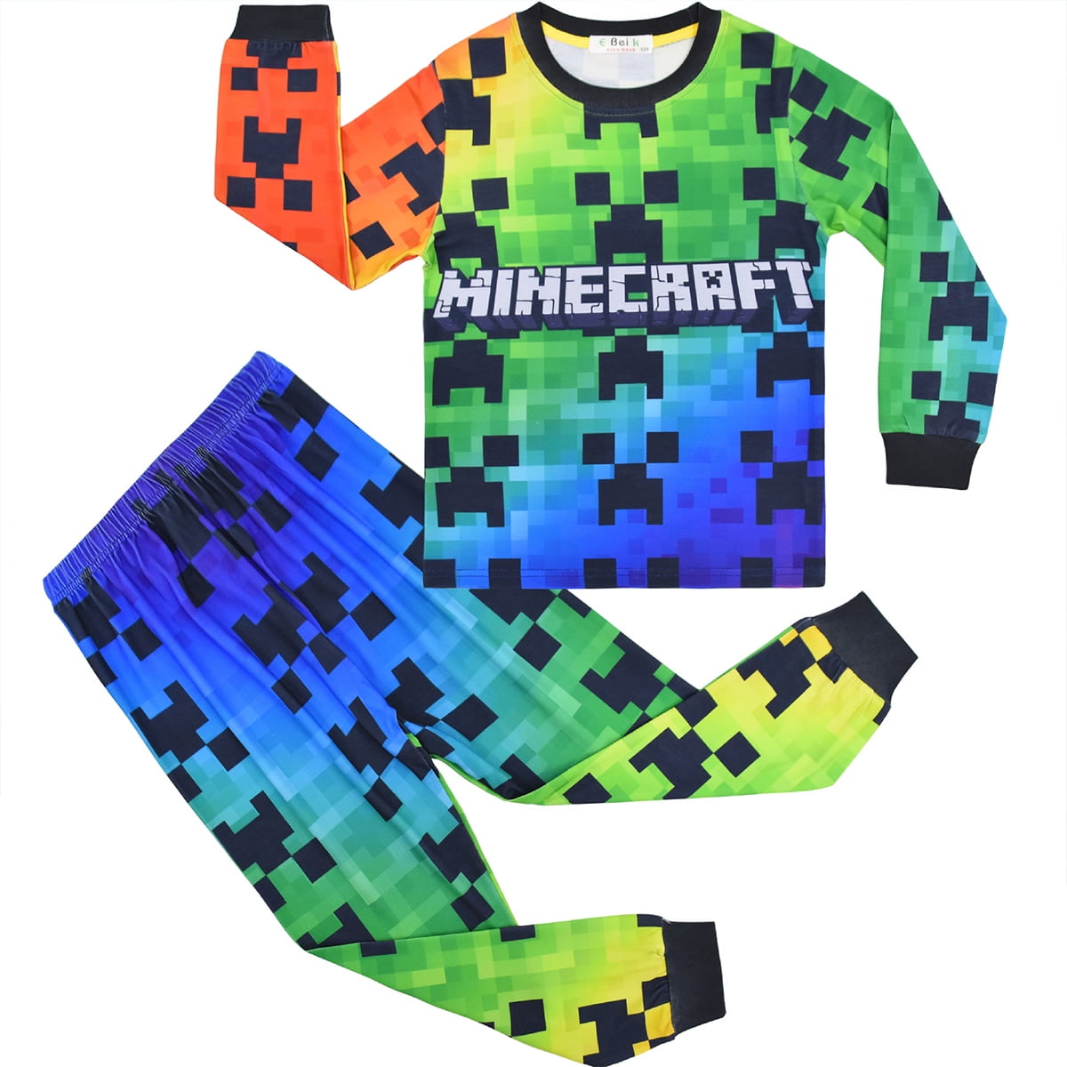 Kawell Minecraft Pajamas For Boys 2 Piece Long Sleeve Create Explore Survive Pjs Set Green
