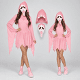 thumbnail image 6 of Salmonnus Pink Glitter Ghost Halloween Costume for Women, Hooded Ghost Costume Dress with Mask, Spooky Horror Halloween Party Cosplay Outfit for Masquerade and Themed Events, 6 of 7