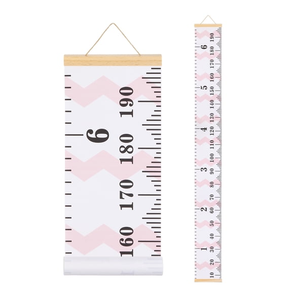 Uxcell Growth Chart for Wall, 77" x 8" Removable Canvas Height Chart Ruler, Hanging Measurement Ruler for Bedroom Playroom Wall Decor (Pink, Wave Style)