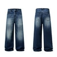 thumbnail image 4 of KKBOTIVE Mens Travel Pants Elastic Waist Denim Pants Casual Streetwear Loose Straight Leg Jeans Workwear Dress Pants ( Dark Blue Size: XXXL ), 4 of 4