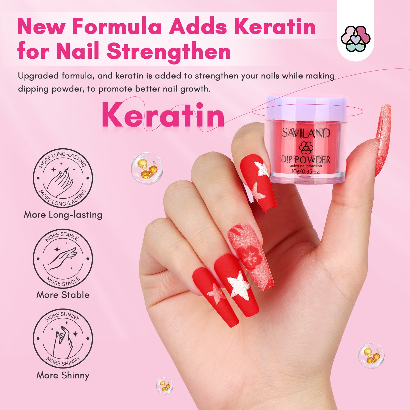 Saviland 30 Colors Keratin Dip Powder Nails Kit with Drill - Dipp Powder Liquids Set with Base and Top Coat Activator Brush Saver, Cuticle Oil