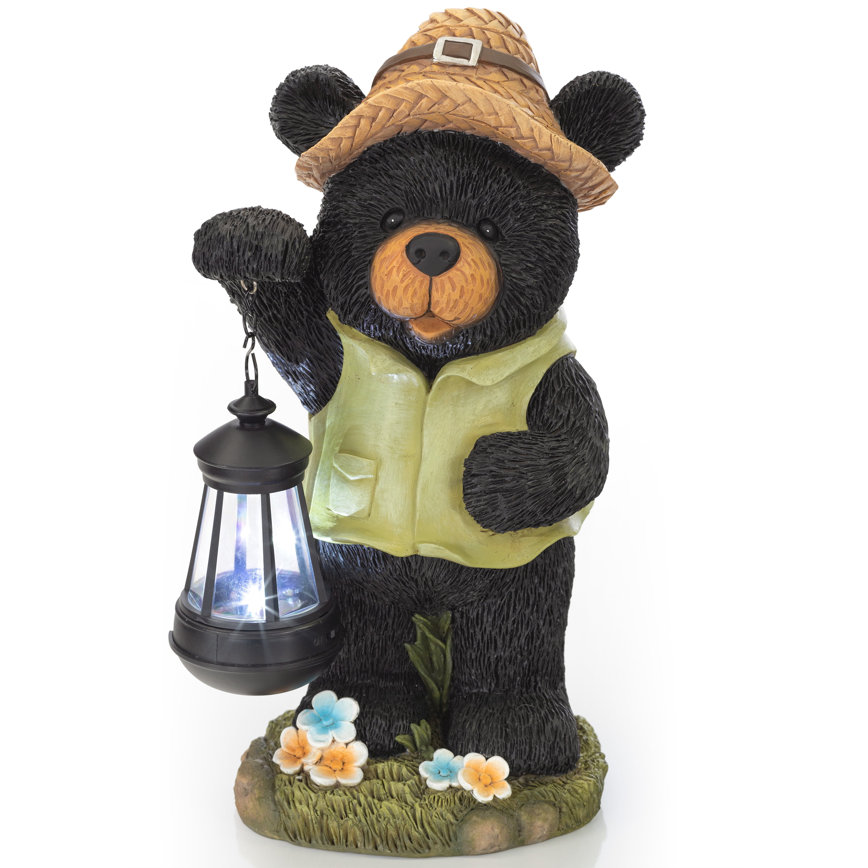 VP Home Camping Bear with Lantern Solar Powered LED Outdoor Decor