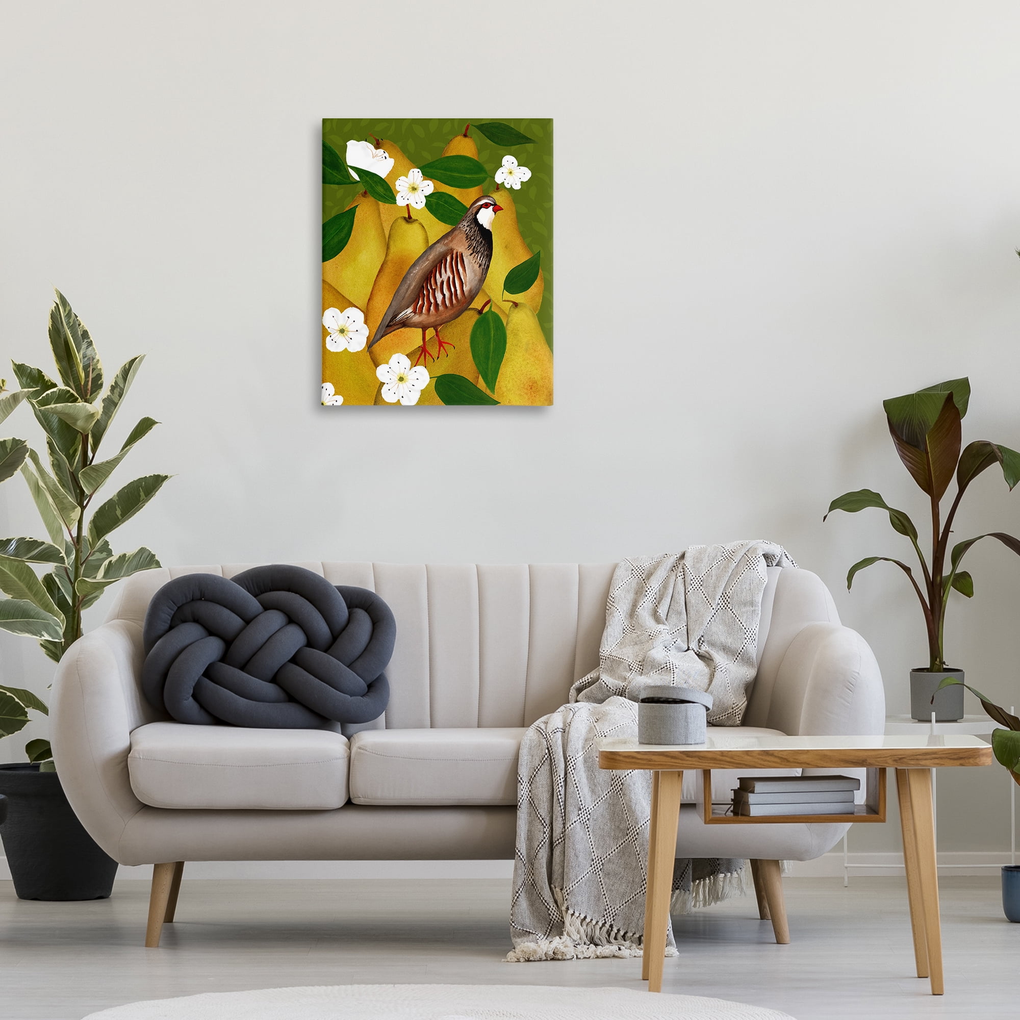 Stupell Industries Partridge Bird & Pears Food & Beverage Painting Wrapped Canvas Art Print Wall Art, 24 x 30