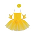 thumbnail image 2 of YONGHS Kids Girls Ballet Camisole Skirted Leotard Ballerina Princess Tutu Dress with Arm Sleeves Yellow 5-6, 2 of 7