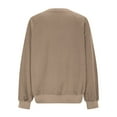 thumbnail image 7 of ClodeEU Women's V-Neck Sweatshirt，Solid Color Loose Long Sleeve Sweatshirt Top Khaki,Womens Plus XL, 7 of 7