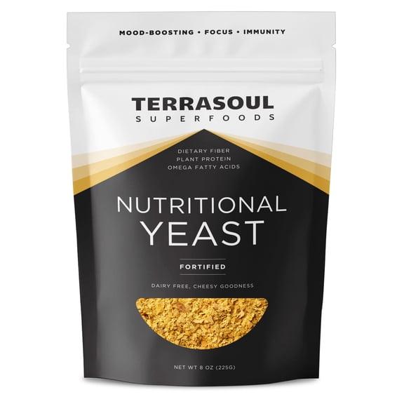 Terrasoul Superfoods Nutritional Yeast Flakes, 8 Oz - Fortified, Savory Superfood for Vegan Cheese, Seasoning, and Plant-Based Protein