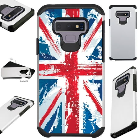 Father Christmas Phone Number Uk For Samsung Galaxy Note 9 Case Hybrid TPU Fusion Phone Cover (UK Flag Faded) ()