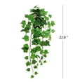 Mainstays 22.8" Tall Artificial Hanging Green Ivy Plant in Black Pot