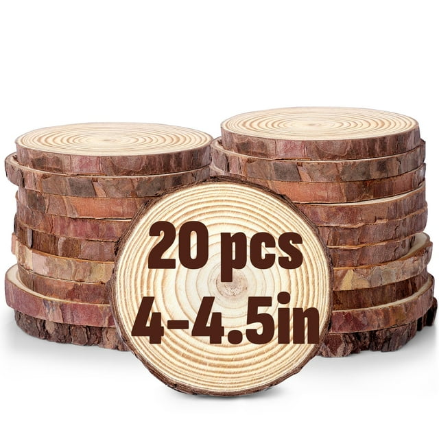 Láminas de madera FUMILE, naturales, sin acabado, de 10 a 11 cm, 20 unidades con corteza