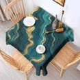 thumbnail image 2 of Teal Gold Marble Pattern Square Tablecloth,Waterproof Square Table Cover,Wipeable Spillproof Washable Table Cover for Home Kitchen Party Decor 52"x52"(132x132cm), 2 of 6