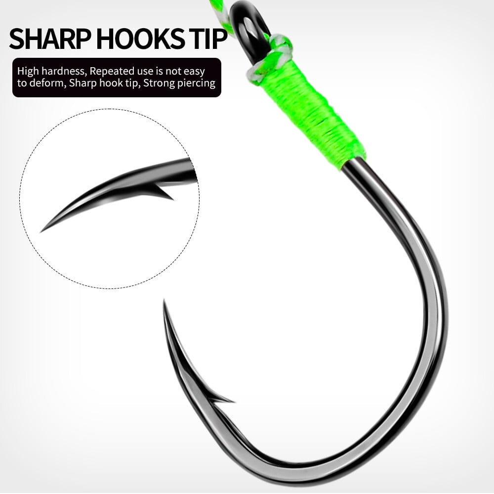 20 Pairs Double Assist Hooks Stainless Steel Wire Slow Jigging Pitch Jig Fishhook