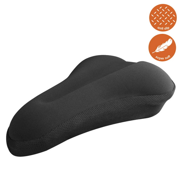 Bv Bike Seat Cover Extra Soft Memory Foam Bicycle Saddle Cushion For Stationary Bikes Indoor Cycling Spinning Class Black Standard Com - Spinning Class Bike Seat Cover