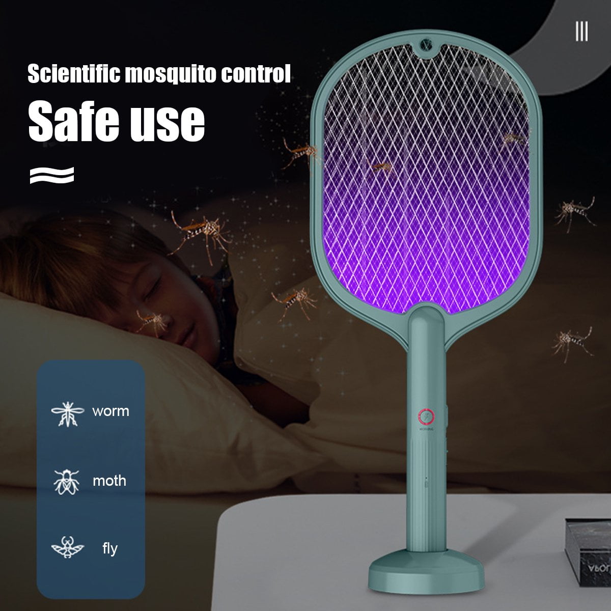 Portable Electric Fly Swatter, Bug Zapper, Mosquito Racket and Insect Killer for Outdoor and Indoor Use