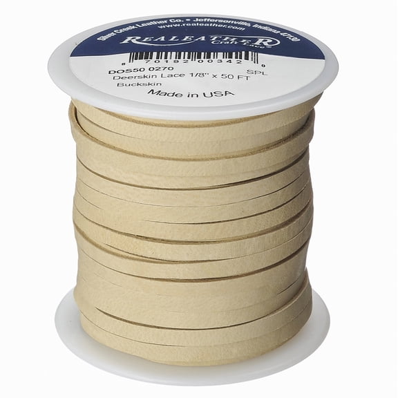 Realeather Crafts Deerskin Lace .125"X50' Spool-Buckskin