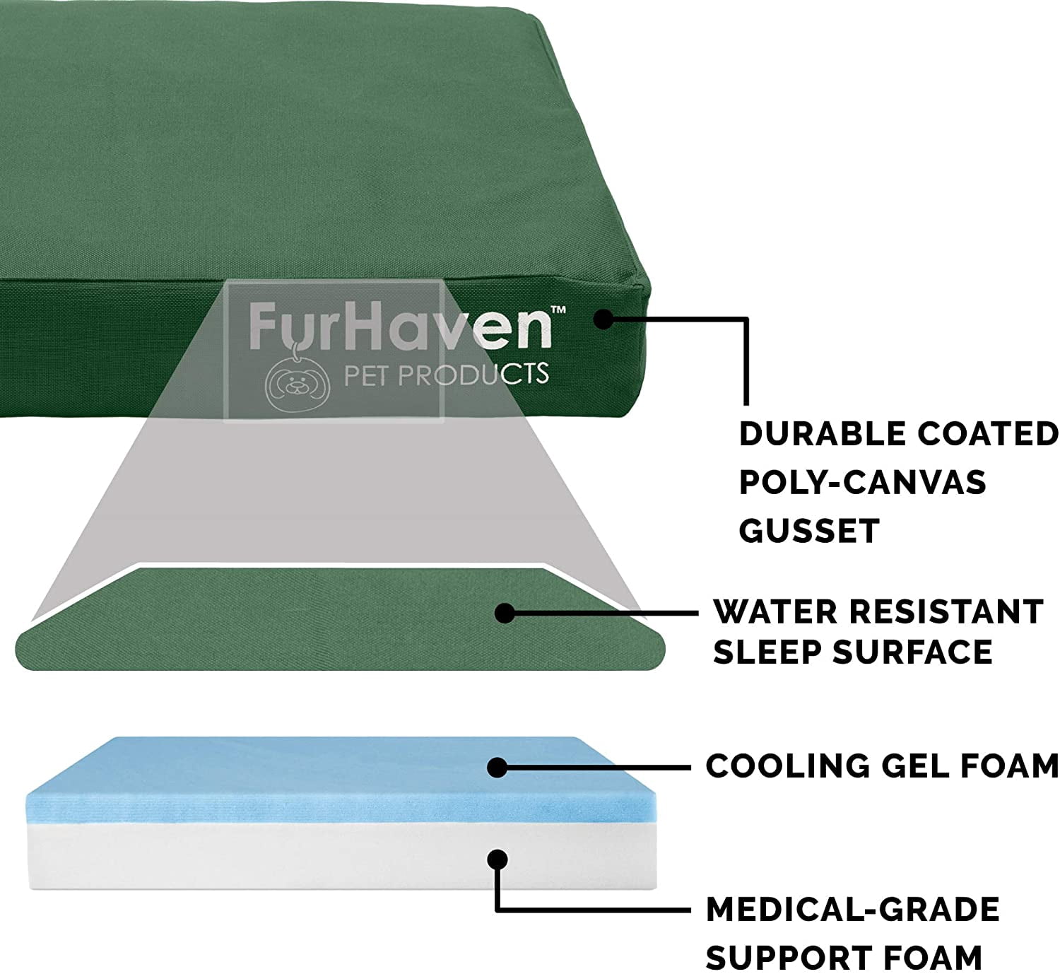 FurHaven Pet Products Indoor/Outdoor Oxford Cooling Gel Top Deluxe Mattress Pet Bed for Dogs & Cats - Forest, Jumbo