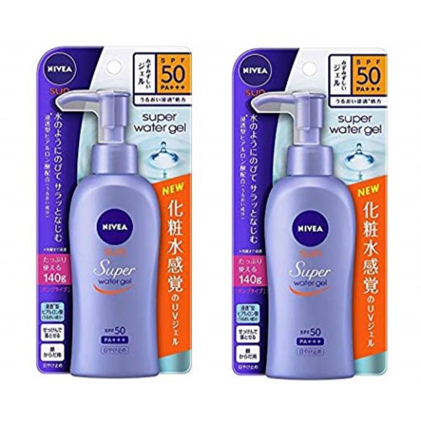 Nivea Super Sun Protect Water Gel Spf 50 Pa Face Body Pump Type 140 G X 2 Sets Japan Import Walmart Com Walmart Com