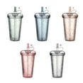 thumbnail image 1 of Water Bottle Straw Portable Sealing Office Coffee Drinkware with Straw and School Drink Cup Students Double Layer Children Milk Drinking Blue, 1 of 8