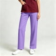 thumbnail image 4 of cocolona Womens Solid Color Casual Work Pants Elastic Waist Straight Wide Leg Work Uniform with Pockets, 4 of 5