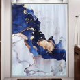 thumbnail image 2 of Cortina de ducha de tela moderna de lujo azul con pintura de arte abstracto de mármol azul marino, juegos de cortinas de ducha para baño pequeños, cortina de baño impermeable, 2 of 5