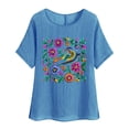 thumbnail image 1 of Tnhcen Chemise d'Été Vintage à Manches Courtes Col Rond – Coupe Ample en Coton Lin Style Rétro Basique P-2TG, 1 of 4