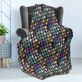 thumbnail image 4 of Geometric Soft Flannel Fleece Throw Blanket, Abstract Colorful and Tile of Concentric Oval Shapes on Dotted Background, Cozy Plush for Indoor and Outdoor Use, 50" x 70", Multicolor, by Ambesonne, 4 of 5