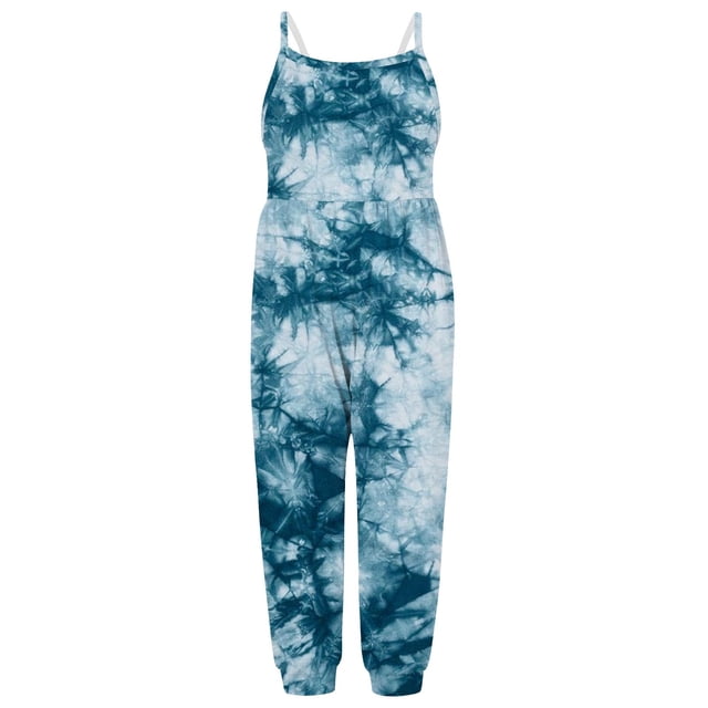 Plebaso Baby Girls Playsuit Strap Rompers Tie-dye Printed Suspenders Jumpsuit Pants Baby Summer Clothes
