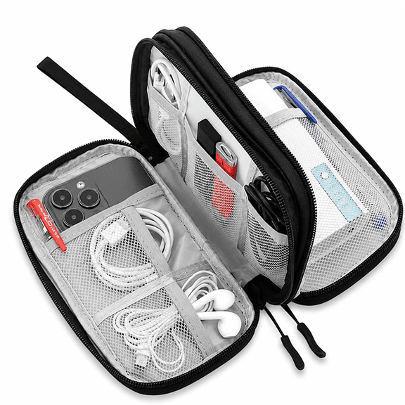 Portable Electronic Accessories Travel Bag, Waterproof Shockproof Multi-Pocket Cable Organizer Bag, Universal Storage Pouch for Phone, Charger, USB Cords & Earphones