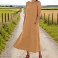 thumbnail image 3 of Linen Midi Dresses for Women Crew Neck Sleeveless Dress with Pockets 2026 Summer Beach Dresses Cover Ups Loose Fit Casual Spring Sundress Travel Vacation Outfits, 3 of 6