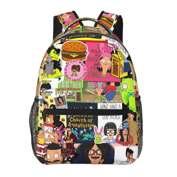 Bob's Burgers Backpacks Cute Cartoon Casual School Laptop Bag, College Students Bookbag Computer Bag for Travel Hiking Work
