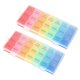 thumbnail image 1 of EeaseMX Botiquín desmontable de 2 piezas para 7 días, 21 compartimentos, pastillero con estampado en inglés, caja de plástico portátil, 1 of 8