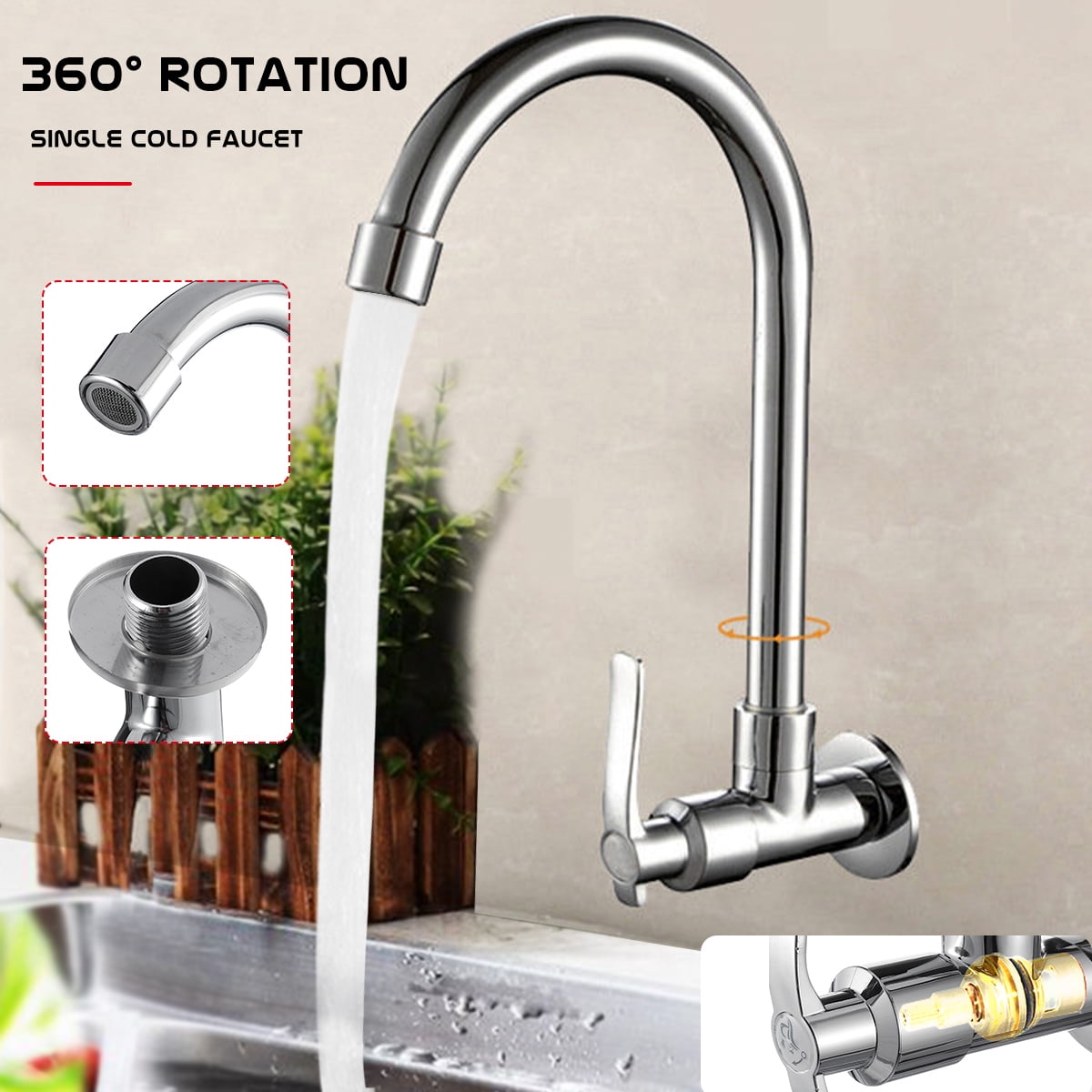Kitchen Faucets Single Handle 360º Swivel Sprayer Stream Spout Sink Faucet Stainless Steel Single Hole Handheld For Bathroom Walmart Com Walmart Com