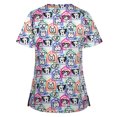 thumbnail image 2 of Snoarin Été Grande Taille Hauts à Manches Courtes pour Femmes Mode Hauts à Manches Courtes Col Uniforme de Travail Blouse Chemise Uniformes de Travail pour Femmes en Liquidation, 2 of 3