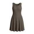thumbnail image 5 of Oksale Ribbed Knit Dresses for Women Summer Trendy Henley Neck Flowy A Line Dress Cozy Sleeveless Mini Dresses Coffee XL, 5 of 7