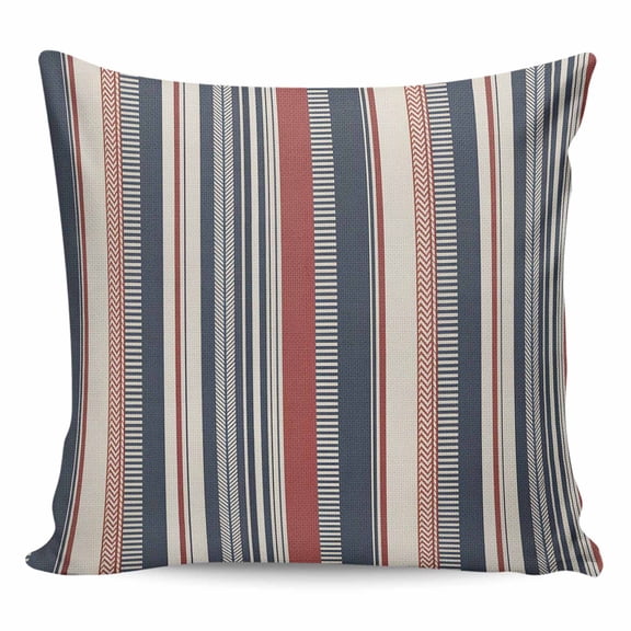 Red Blue Beige Pillow Covers 16x16 Inch Decorative Throw Pillow Cover, Boho Retro Colorful Abstract Striped Sofa Pillowcases Accent Cushion Case Home Decor Bedroom Living Room