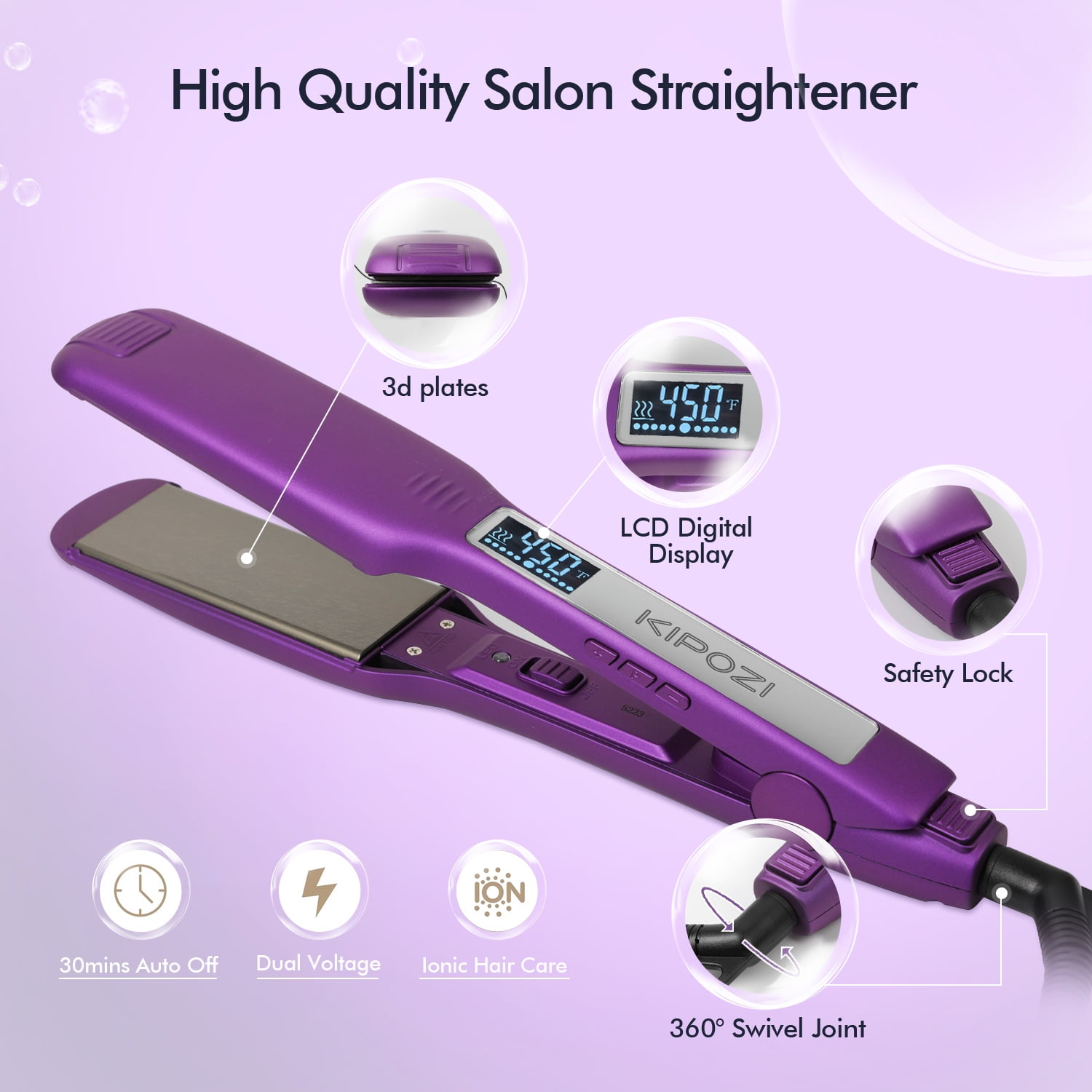 KIPOZI Purple Flat Iron with Titanium Wide Plates Uganda Ubuy
