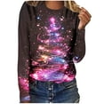 thumbnail image 6 of Mifsaly Women's Christmas Shirts Plus Size Long Sleeve Tops Pullover Xmas Tree Print Crewneck Loose T-Shirts Festival Party Funny Blouse 2025 Holiday Clothing, 6 of 9