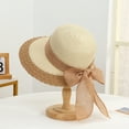 thumbnail image 2 of SikaFu The New Straw Hat Female Seaside Holiday Bow Ribbon Sun Hat Behind The Head Opens The Ponytail Sun Hat, 2 of 4