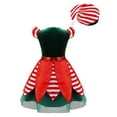 thumbnail image 2 of CHICTRY Kids Girls Sequined Christmas Cosplay Costume Stripes Prints Mesh Dress with Hat,Sizes 4-16, 2 of 7