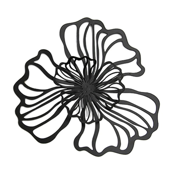 Decoración de pared de metal, flor decorativa de pared, estilo moderno, adorno floral de pared Negro Grande