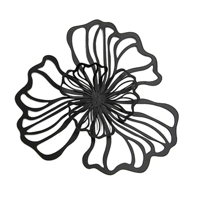 Decoración de pared de hierro, decoración floral para colgar en la pared, decoración para el hogar y la oficina, adorno de pared de estilo moderno, ar Negro Grande